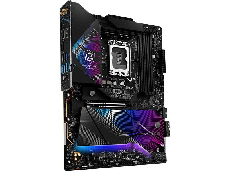 Материнская плата ASROCK Z890 RIPTIDE WIFI, LGA1851, Z890, 4*DDR5, 4*SATA, 4*M.2, 6*USB 3.2, 2*USB 2.0, 2*Type-C, 2*PCIx16, 1*PCIx4, 1*M.2 (Key E), HDMI, ATX
