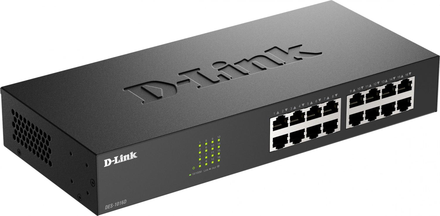 Коммутатор D-Link DES-1016D DES-1016D/I1A (L2) 16x100Мбит/с неуправляемый