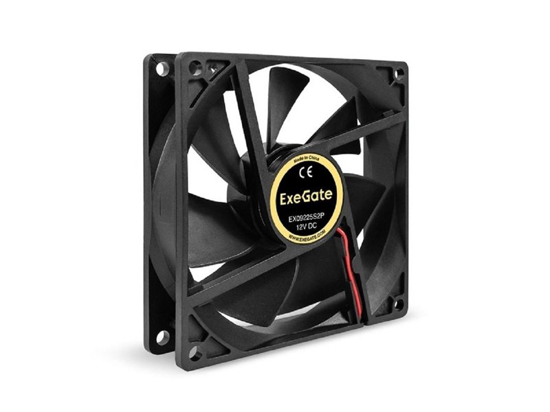 Exegate EX295240RUS Вентилятор 12В DC ExeGate EX09225S2P (92x92x25 мм, Sleeve bearing (подшипник скольжения), 2pin, 2100RPM, 25dBA)