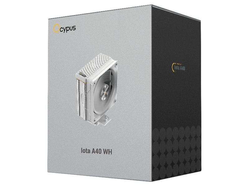 Кулер для процессора/ CPU Cooler Ocypus Iota A40 WH (220W, 4-pin PWM, LED temp., 156.7mm, Al/Cu, 4x6mm, 1x120mm, 77CFM, 29dBA, 2000RPM, S: 1851/1700/1200/115X, AM5/AM4, white)