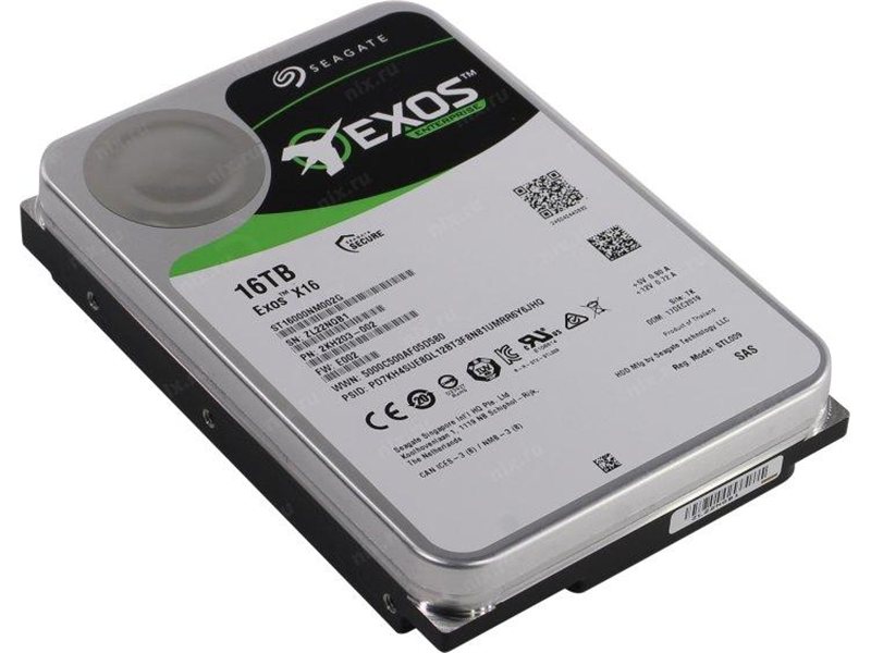 Жесткий диск/ HDD Seagate SAS 16Tb Exos X18 12Gb/s 7200 256Mb OFFICIAL RECERTIFIED 1 year warranty (replacement ST16000NM002G, MG09SCA16TE, MG08SCA16TE)