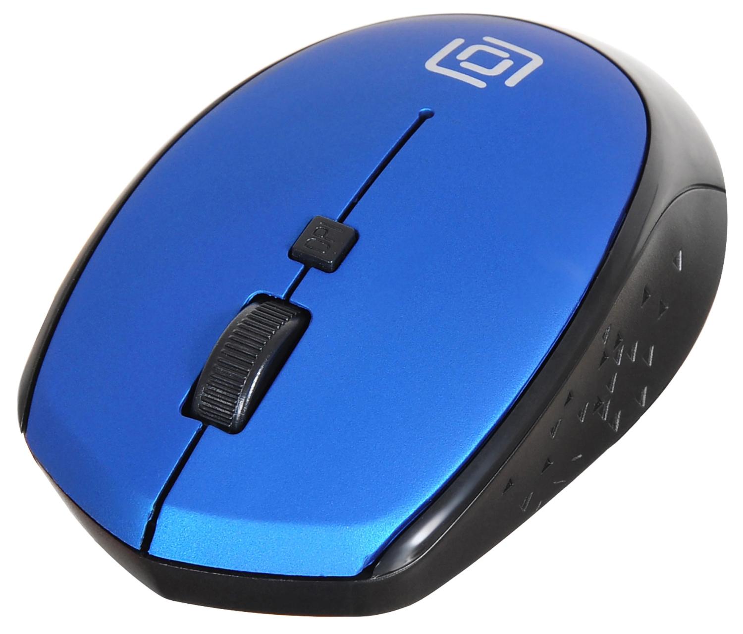 Мышь Оклик 488MW черный/синий оптическая 1600dpi беспров. USB для ноутбука 4but (1196569)