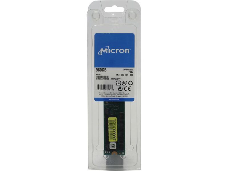 Твердотельный накопитель Micron 5300PRO 960GB SATA M.2(22x80mm) 3D TLC R540/W520MB/s MTTF 3М 95000/35000 IOPS 2628TBW SSD Enterprise Solid State Drive, 1 year, OEM
