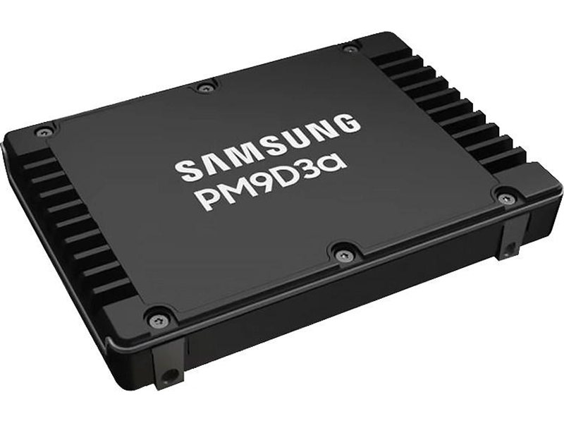 Твердотельный накопитель Samsung Enterprise SSD, 2.5"(SFF/U.2) 15mm, PM9D3a, 3840GB (3.84TB), PCIe5.0 1x4 NVMe 2.0, R12000/W6200Mb/s IOPS(R4K) 2000K/250K, MTBF 2.5M, 1DWPD/5Y TBW 7008TB, OEM, (replace MZQL23T8HCLS-00A07)