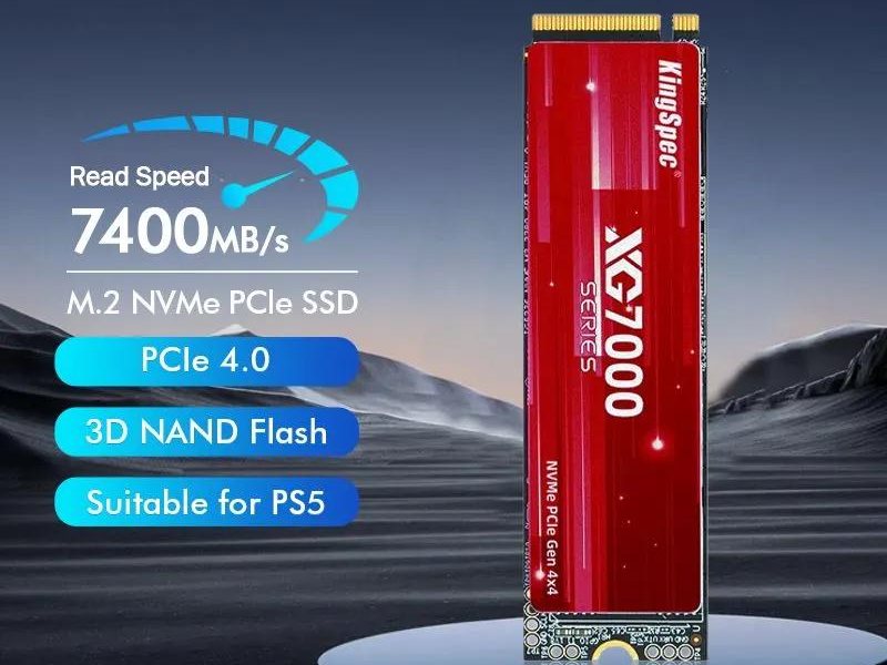 Твердотельный накопитель/ Kingspec SSD XG7000 2280, 512GB, M.2(22x80mm), NVMe, PCIe 4.0 x4, 3D NAND, R/W 7200/4400MB/s, IOPs 630 000/390 000, TBW 300, DWPD 0.89, with Heat Sink (3 года)