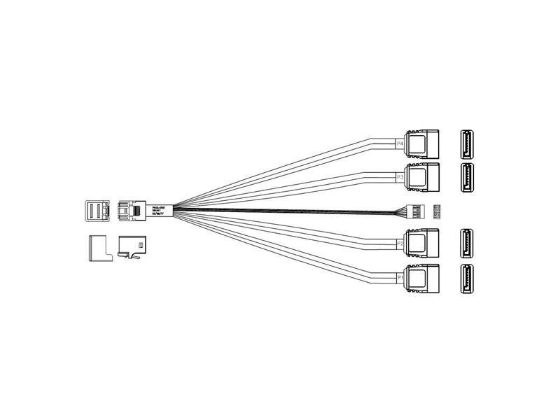 Кабель DiliVing DL-0591, Internal SFF8643-to-4*SATA+SB ( HDmSAS (прямой) -to- 4*SATA(прямой)+SideBand) Crossover, 75 cm