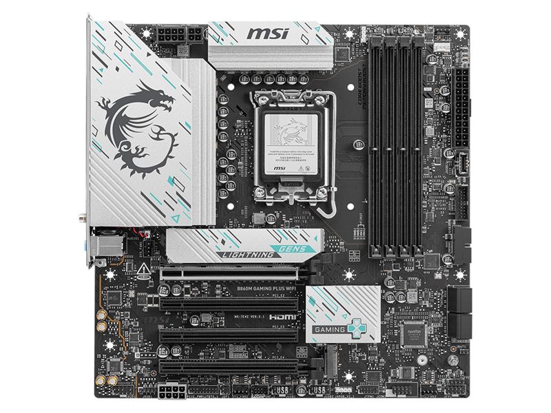 Материнская плата MSI B860M GAMING PLUS WIFI Soc-1851 Intel B860 4xDDR5 mATX AC`97 8ch(7.1) 5Gigabit RAID+HDMI+DP