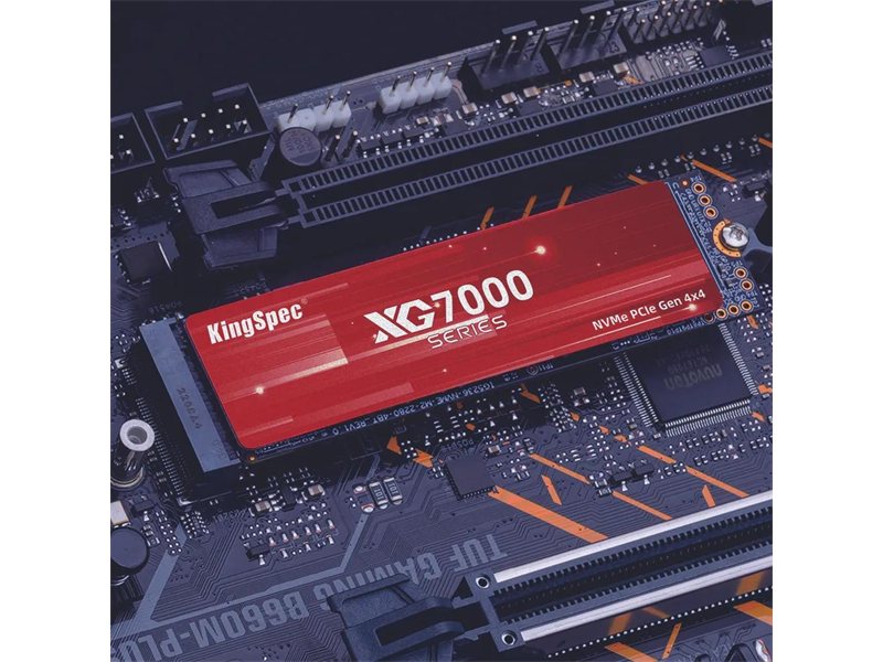 Твердотельный накопитель/ Kingspec SSD XG7000 2280, 512GB, M.2(22x80mm), NVMe, PCIe 4.0 x4, 3D NAND, R/W 7200/4400MB/s, IOPs 630 000/390 000, TBW 300, DWPD 0.89, with Heat Sink (3 года)