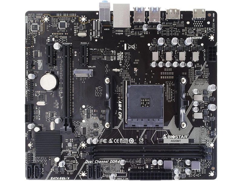Biostar A520MT {Soc-AM4 AMD A520 2xDDR4 mATX AC`97 8ch(7.1) GbLAN RAID+HDMI+DP}