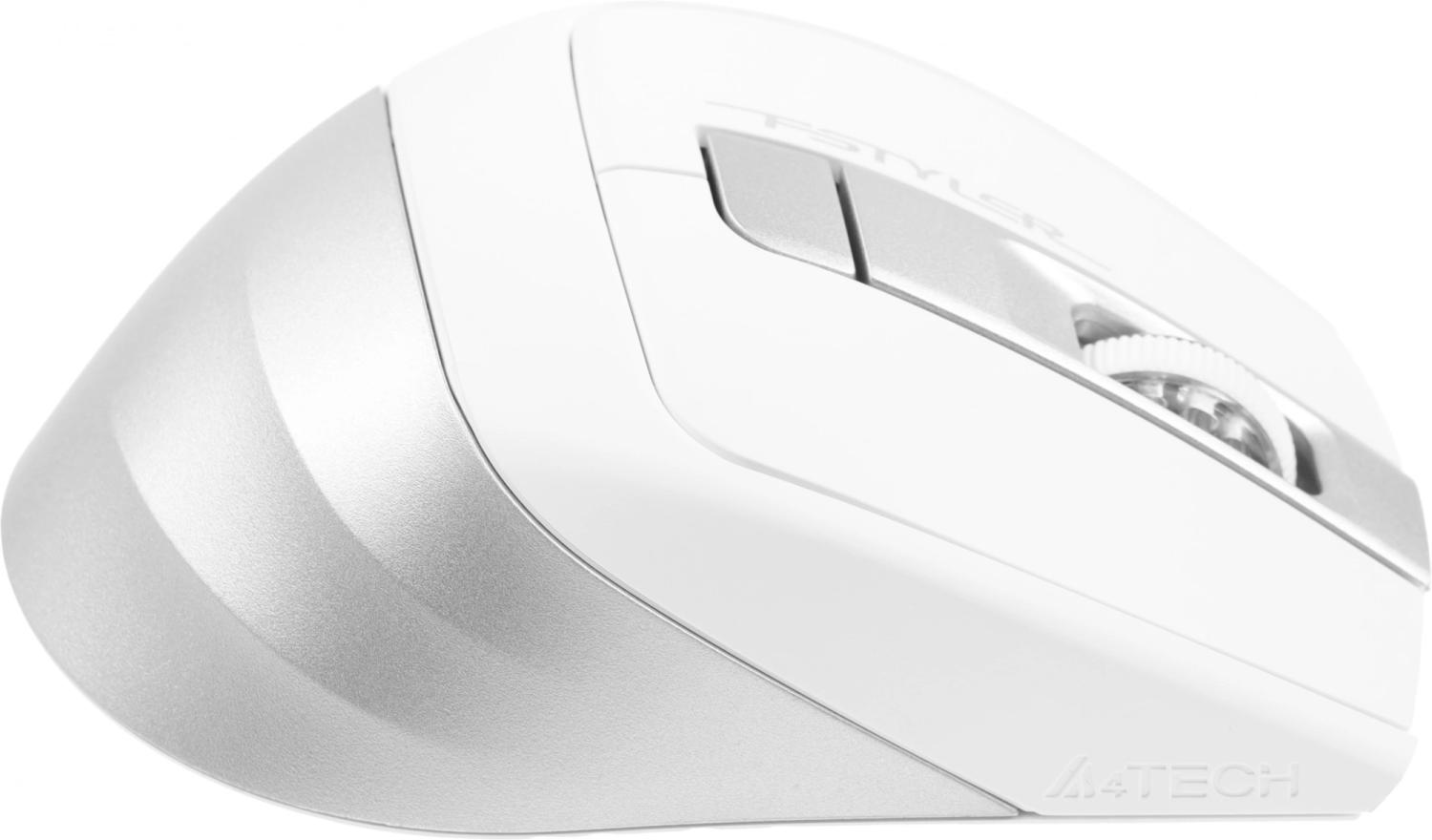 Мышь A4Tech Fstyler FB35 белый/серый оптическая 2000dpi беспров. BT/Radio USB для ноутбука 6but (FB35 ICY WHITE)
