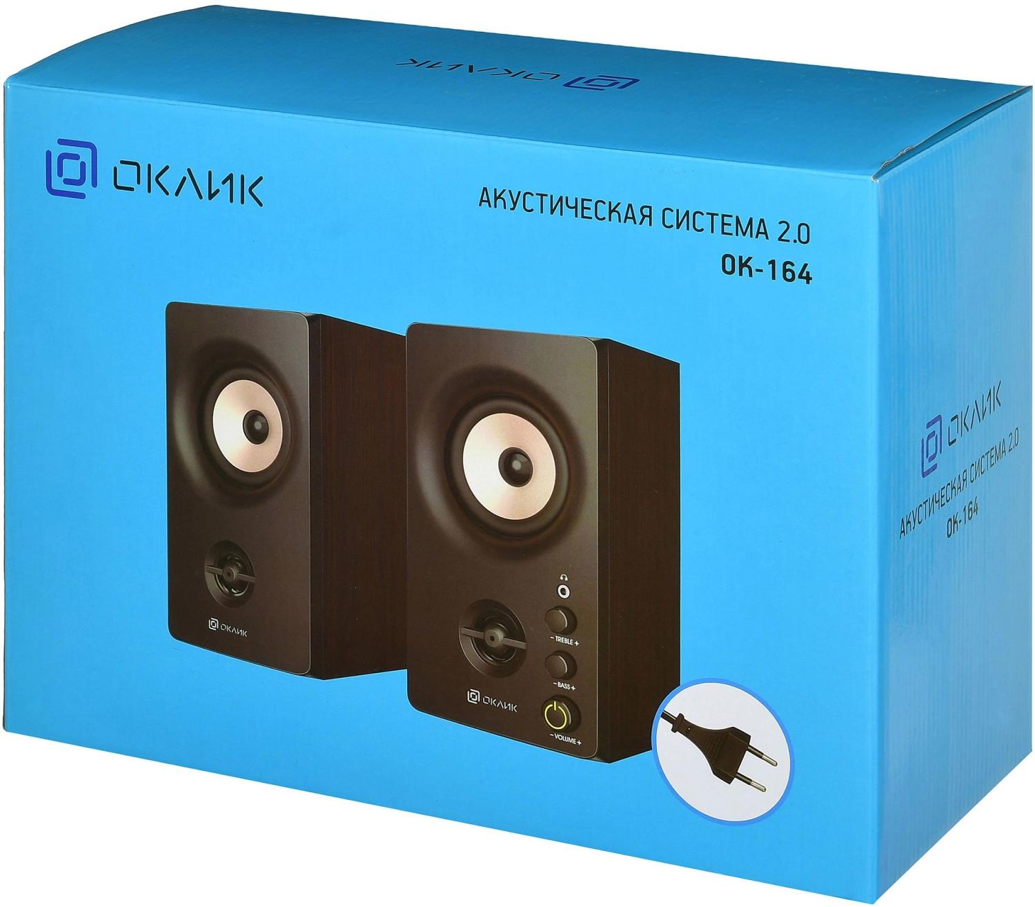 Колонки Оклик OK-164 2.0 черный 30Вт