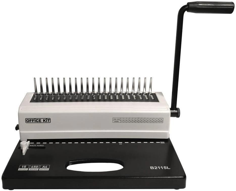 Переплетчик Office Kit B2115L A4/перф.15л.сшив/макс.450л./пластик.пруж. (4.5-51мм)