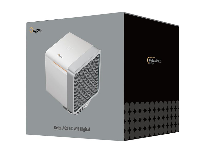 Кулер для процессора/ CPU Cooler Ocypus Delta A62 EX WH Digital (250W, 4-pin PWM, LED temp., 160mm, Al/Cu, 6x6mm, 2x120mm, 70CFM, 31dBA, 1800RPM, S: 1851/1700/1200/115X, AM5/AM4, white)