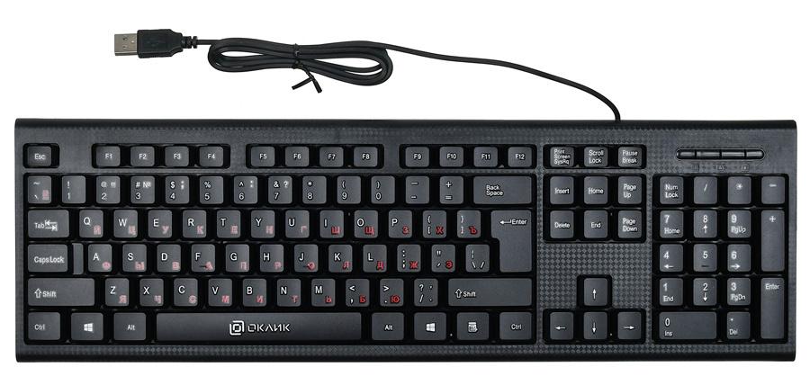 Клавиатура Оклик 120M черный USB (1083044) кабель 1.6м