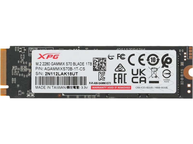 Накопитель SSD A-Data PCIe 4.0 x4 1TB AGAMMIXS70B-1T-CS XPG Gammix S70 Blade M.2 2280