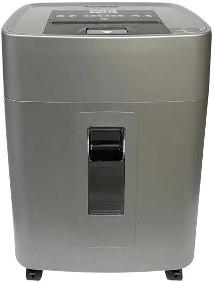 Шредер Office Kit SA375 серый/черный с автоподачей (секр.P-4) фрагменты 375лист. 42лтр. скрепки скобы пл.карты CD