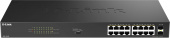 Коммутатор D-Link DGS-1018P DGS-1018P/B1A (L2) 16x1Гбит/с 2SFP 16PoE 240W неуправляемый
