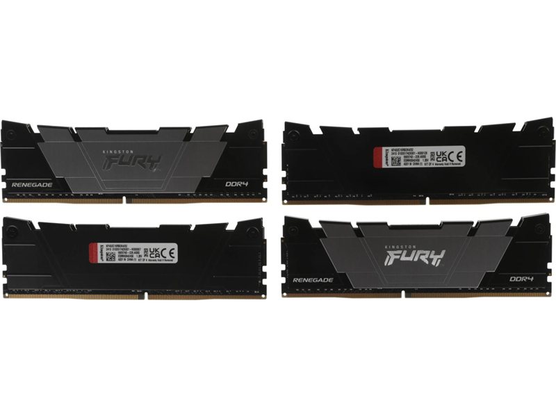 Память DDR4 4x8GB 3200MHz Kingston KF432C16RB2K4/32 Fury Renegade Black RTL Gaming PC4-25600 CL16 DIMM UDIMM 288-pin 1.35В single rank с радиатором Ret