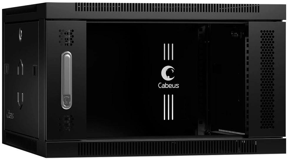 Шкаф коммутационный Cabeus (SH-05F-6U60/35-BK) настенный 6U 600x350мм пер.дв.стекл 30кг черный 290мм 14кг 220град. 368мм IP20 сталь