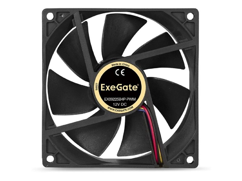 Exegate EX288927RUS Вентилятор ExeGate EX09225B4P-PWM (92x92x25 мм, 2-Ball (двойной шарикоподшипник), 4pin, PWM, 29dBA)