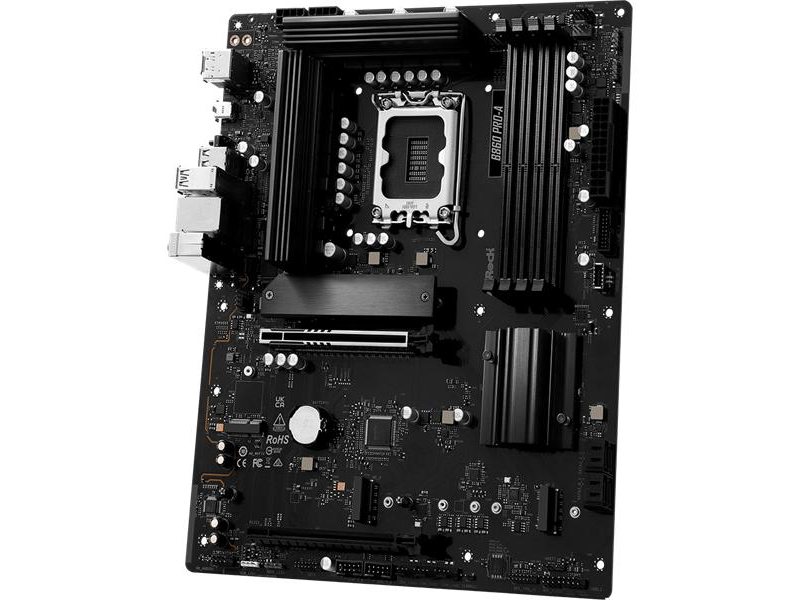 Материнская плата ASROCK B860 PRO-A, LGA1851, B860, 4*DDR5, 4*SATA, 4*M.2, 6*USB 3.2, 2*USB 2.0, Type-C, 2*PCIx16, 1*M.2 (Key E), HDMI+DP, ATX
