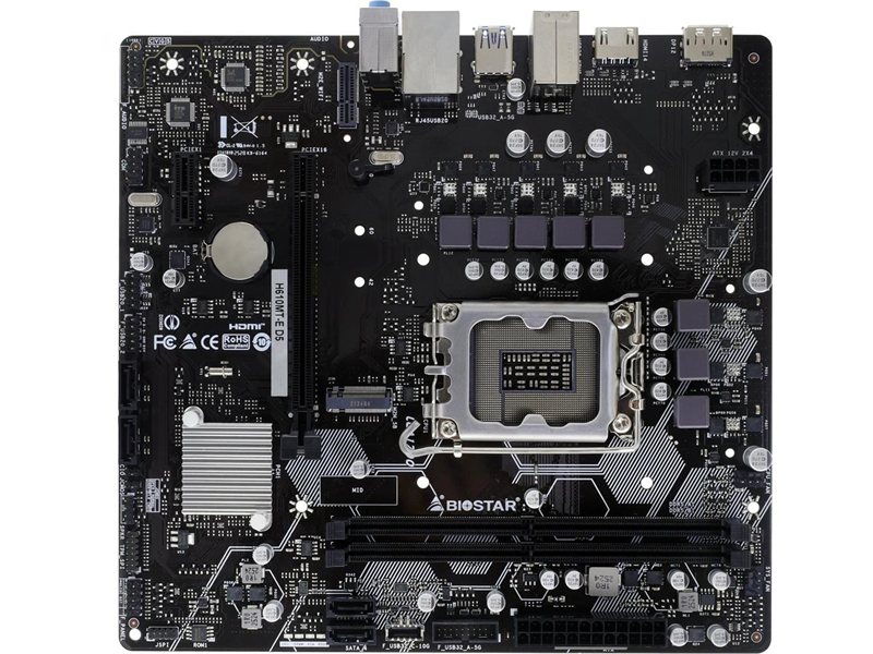 Материнская плата Biostar H610MT-E D5 Soc-1700 Intel H610 2xDDR5 mATX AC`97 8ch(7.1) GbLAN+HDMI+DP