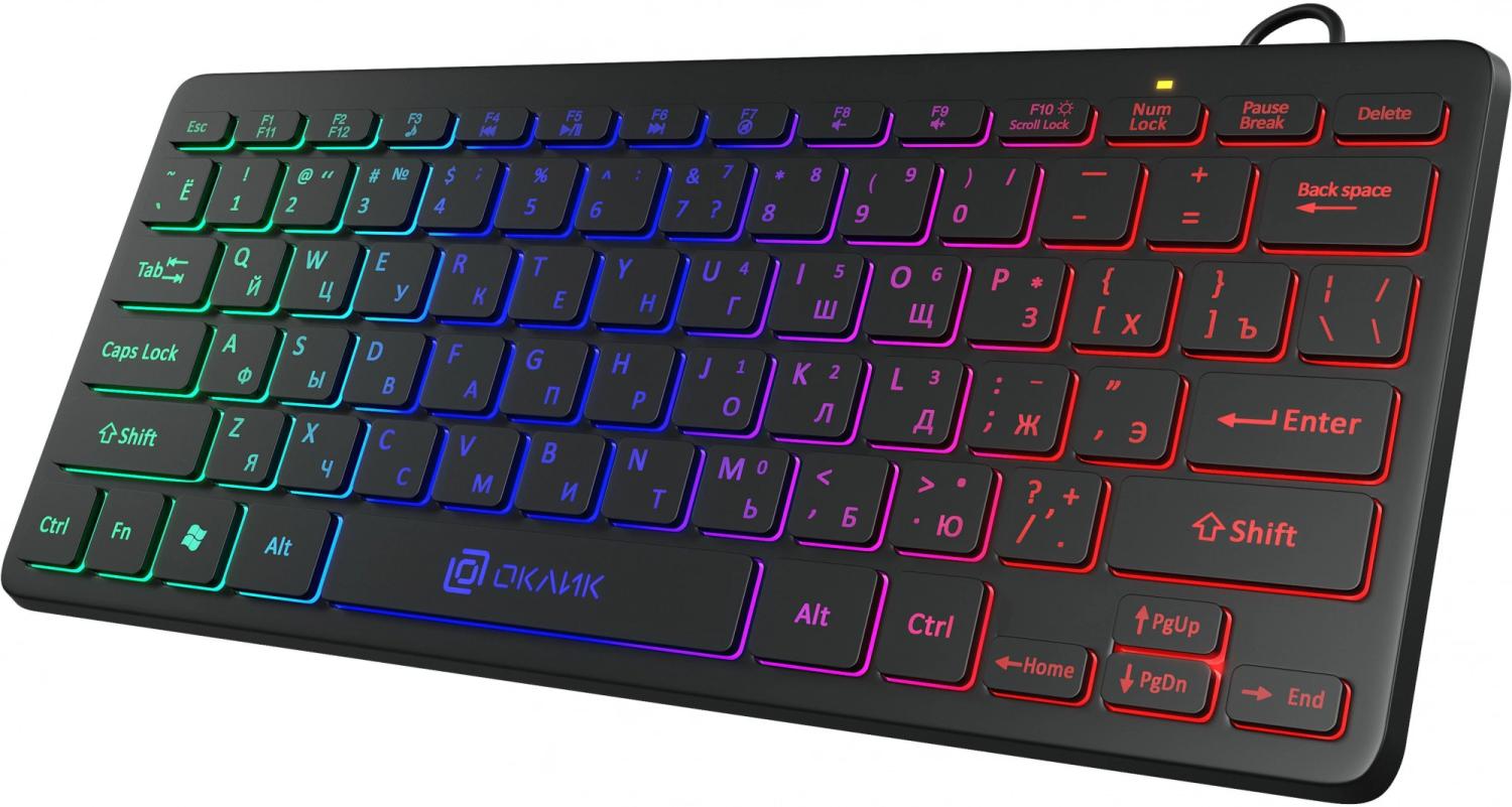 Клавиатура Оклик 300S черный USB slim LED (1696461) кабель 1.6м