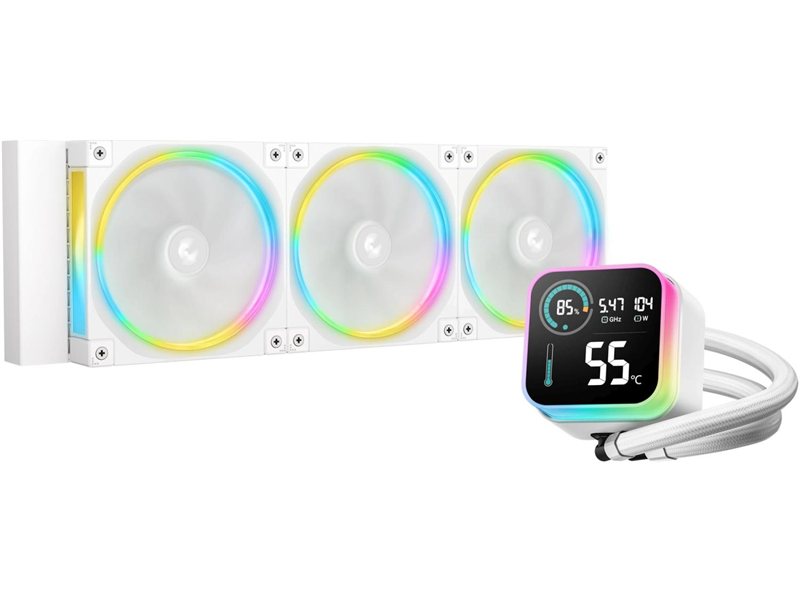 Система водяного охлаждения Deepcool LQ360 Ultra ARGB Soc-AM5/AM4/1200/1700/1851 белый 4-pin 32dB Al LCD 350W 1900gr Ret (R-LQ360-WHASMC-G-1)