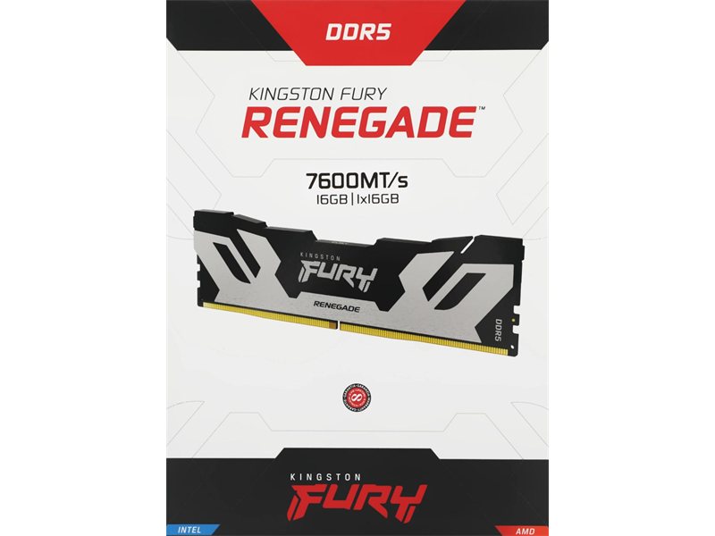 Память DDR5 16GB 7600MHz Kingston KF576C38RS-16 Fury Beast RTL Gaming PC5-60800 CL38 DIMM UDIMM 288-pin 1.45В single rank с радиатором Ret