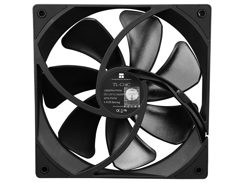 Кулер для корпуса/ Case Cooler Thermalright TL-C14C (140x140x25mm, 4-pin PWM, 75.8CFM, 26.4dBA, 1500RPM, Black)