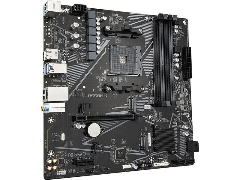 Материнская плата MB GIGABYTE AMD B550 sAM4, 4xDDR4(128GB), HDMI 2.1/DP, 1xPCIe 4.0x16, 1xPCIe 3.0, 1xLAN, 4xSATA 6Gb/s, 2xM.2, 4xUSB 3.2, 4xUSB 2.0, 1xPS/2, mATX