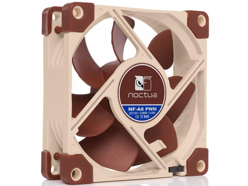 Кулер для корпуса/ Case Cooler Noctua NF-A8 PWM (80x80x25mm, 4-pin PWM, 32.67CFM, 17.7dBA, 2200RPM, Beige/Brown)