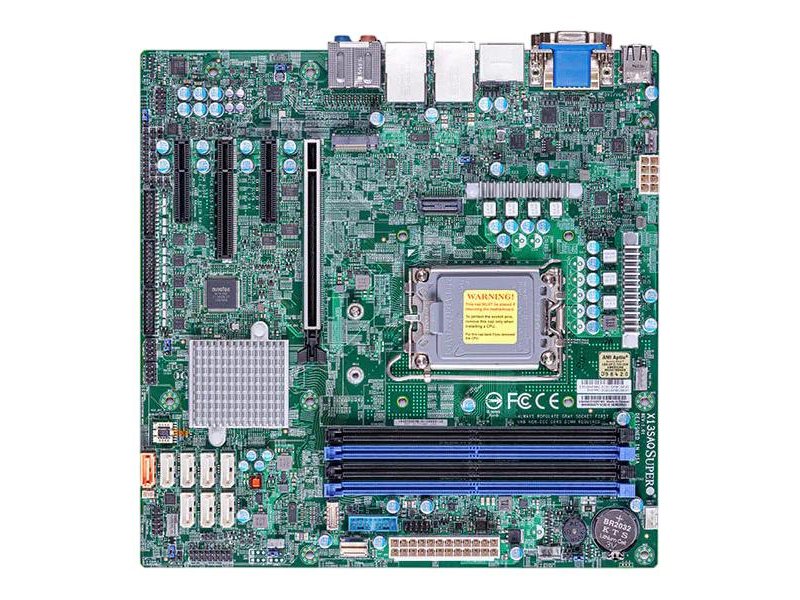 Материнская плата/ MB Supermicro X13SAQ (Micro-ATX, 1x LGA-1700, Q670E, 4x Up to 128GB non-ECC DDR5 UDIMM, 8x SATA ports, 1x PCIe 5.0 x16 slot, 1x PCIe 4.0 x4 (in x8) slot, 1x PCIe 3.0 x4 slot, 1x PCIe 3.0 x2 (in x4) slot, 1x PCIe 4.0 x4 SlimSAS slot, 1x