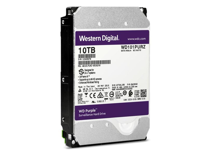 Жесткий диск/ HDD WD SATA3 10Tb Purple DV&NVR 7200 256Mb 1 year warranty