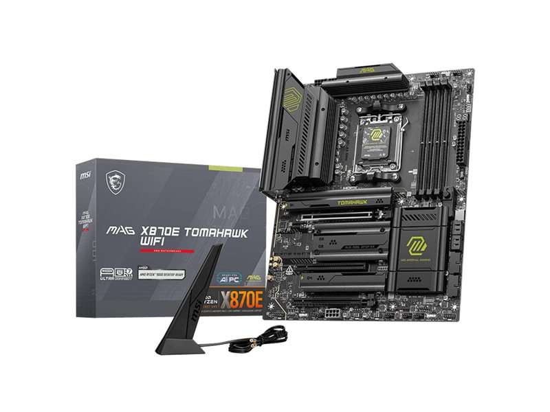 Материнская плата MSI MAG X870E TOMAHAWK WIFI X870E, AM5, 4*DDR5, 3*PCIEx16, 4*M.2, 4*TypeC, 2*USB3.2Gen2, 7*USB3.2Gen1, 8*USB2.0, 4*SATA3.0, 5G, Type-C(DP), HDMI, ATX, RTL
