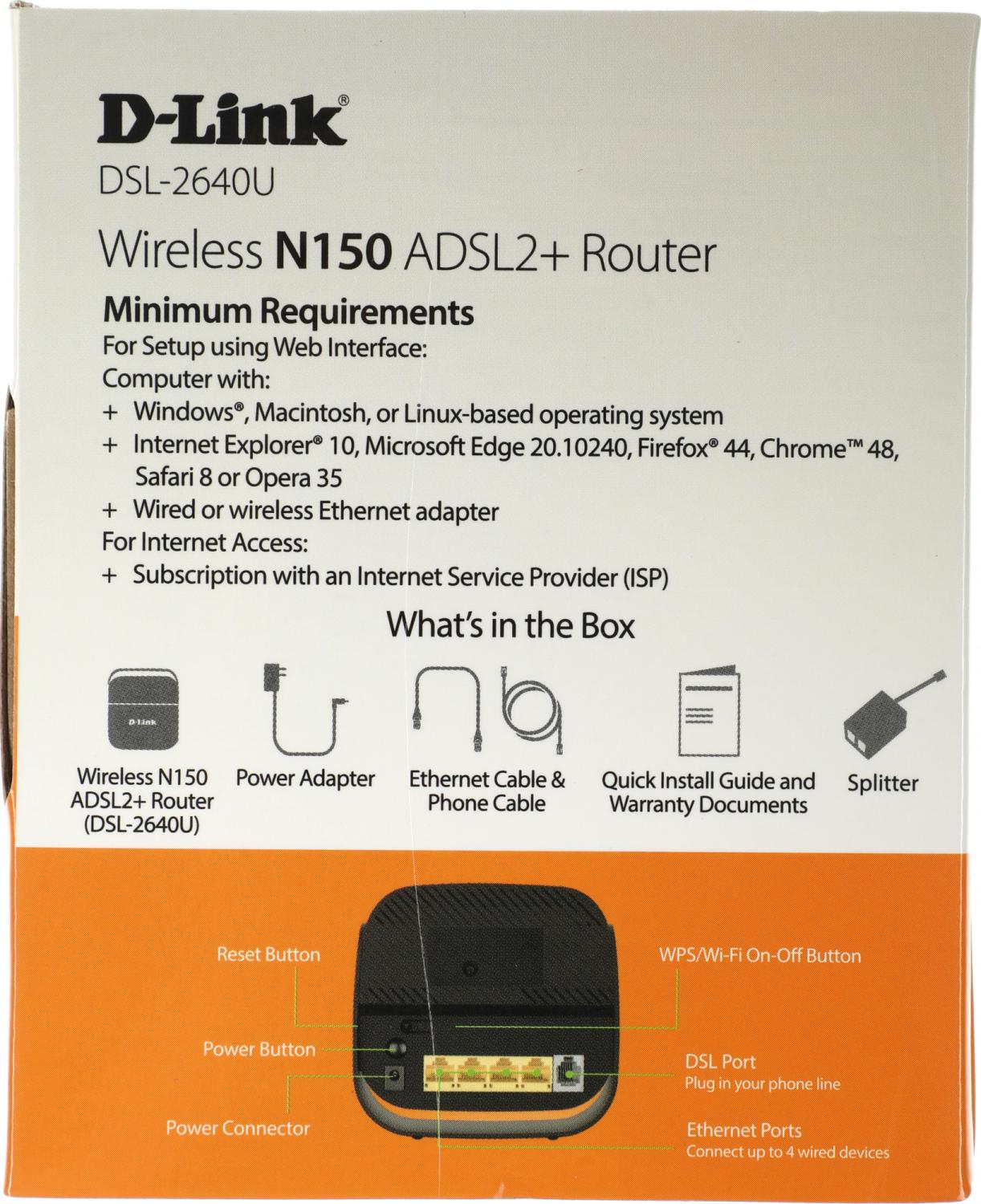 Роутер беспроводной D-Link DSL-2640U/R1A N150 ADSL черный
