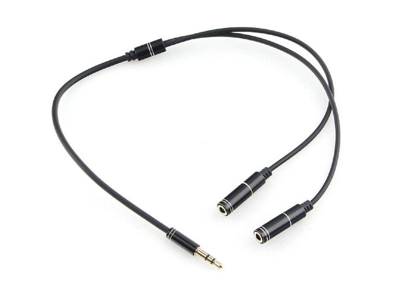 Кабель аудио разветвитель Cablexpert CCAB-02-35MY-0.2MB  3.5 джек (M)/2х 3.5 джек (F), черный, 0.2м, блистер