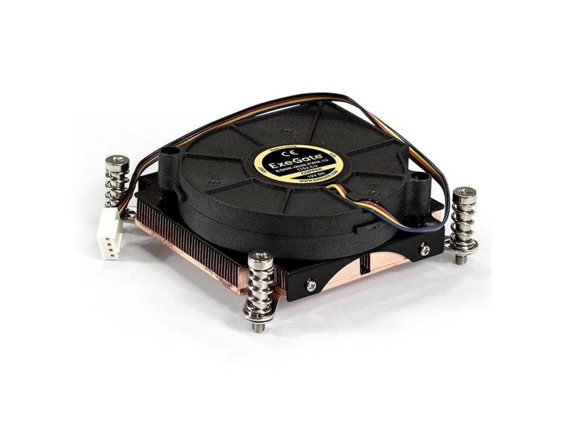 Exegate EX286162RUS Кулер ExeGate ESNK-0049.PWM.1U.115x.Cu (радиальный (улитка), медный, 1U, LGA1150/1151/1155/1156/1200, TDP 115W, Fan 75mm, PWM, 2000-5000RPM, 2 ball bearing, 4pin, 46-54db, ресурс 7