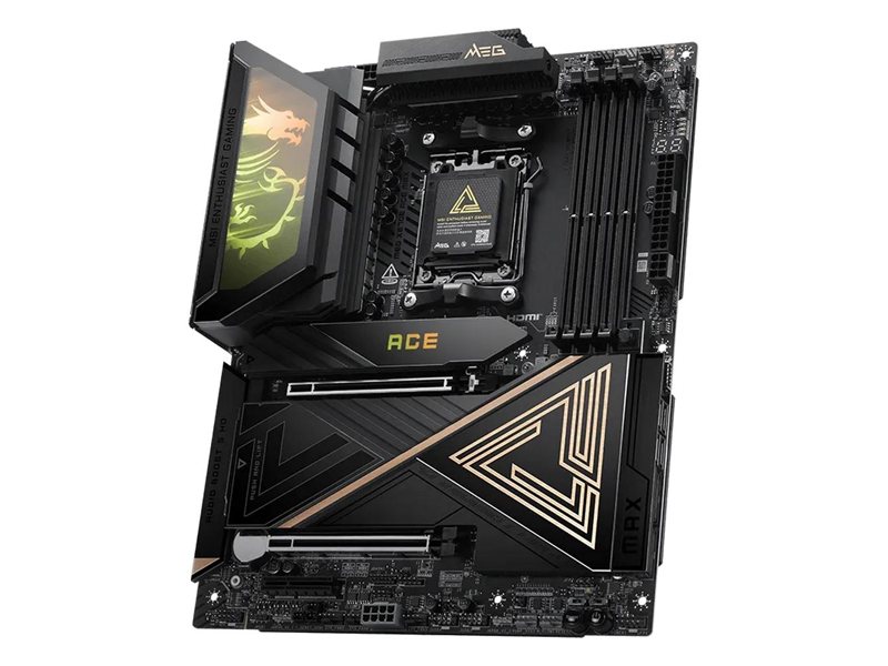 Материнская плата MSI MEG X870E ACE MAX X870E, AM5, 4*DDR5, 2*PCIEx16, 1*PCIEx4, 5*M.2, 3*TypeC, 9*USB3.2Gen2, 4*USB3.2Gen1, 4*USB2.0, 4*SATA3.0, 10G, 5G, 2*Type-C(DP), HDMI, ATX, RTL