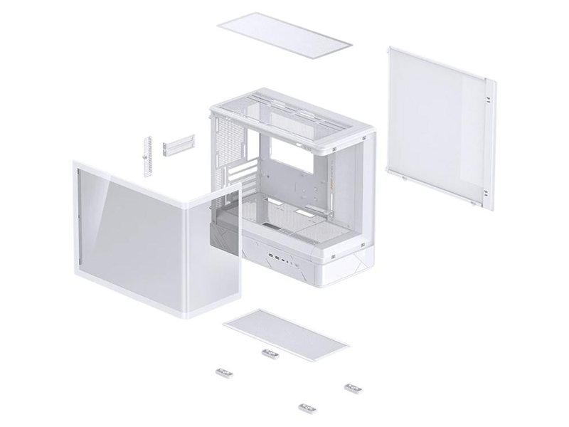 Корпус без блока питания/ Case JONSBO D200, Mini-Tower, TG, no fan, 2xUSB-A 3.0 + 1xUSB-C 3.2, mATX, mITX White