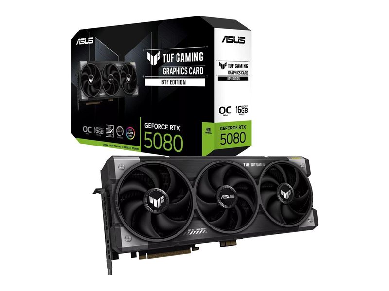 Видеокарта ASUS RTX5080 TUF GAMING BTF OC 16GB GDDR7 256bit 3xDP 2xHDMI 3FAN RTL (TUF-RTX5080-O16G-BTF-GAMING)