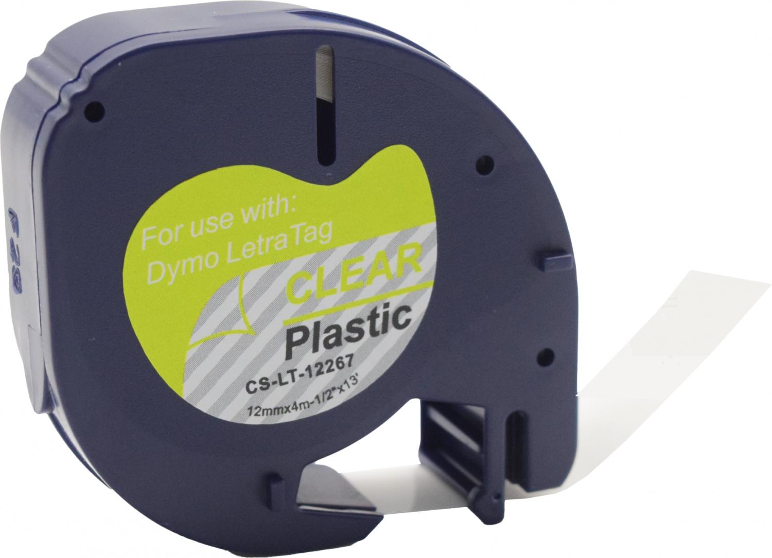 Картридж ленточный Cactus CS-LT-12267 12267 черный на прозрачном 12x4 для Dymo Letra Tag LT-100H без чипа