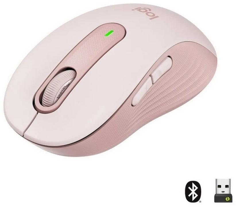 Мышь Logitech M650 розовый оптическая 4000dpi беспров. BT/Radio USB 4but (910-006391)