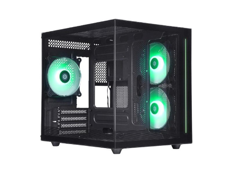 Корпус DEFENDER MINITOWER NovaCube Micro-ATX Mini-ITX W/O PSU 3x12cm ARGB Fan 2хUSB1.1+3.0 3.5jack черный c окном 25103