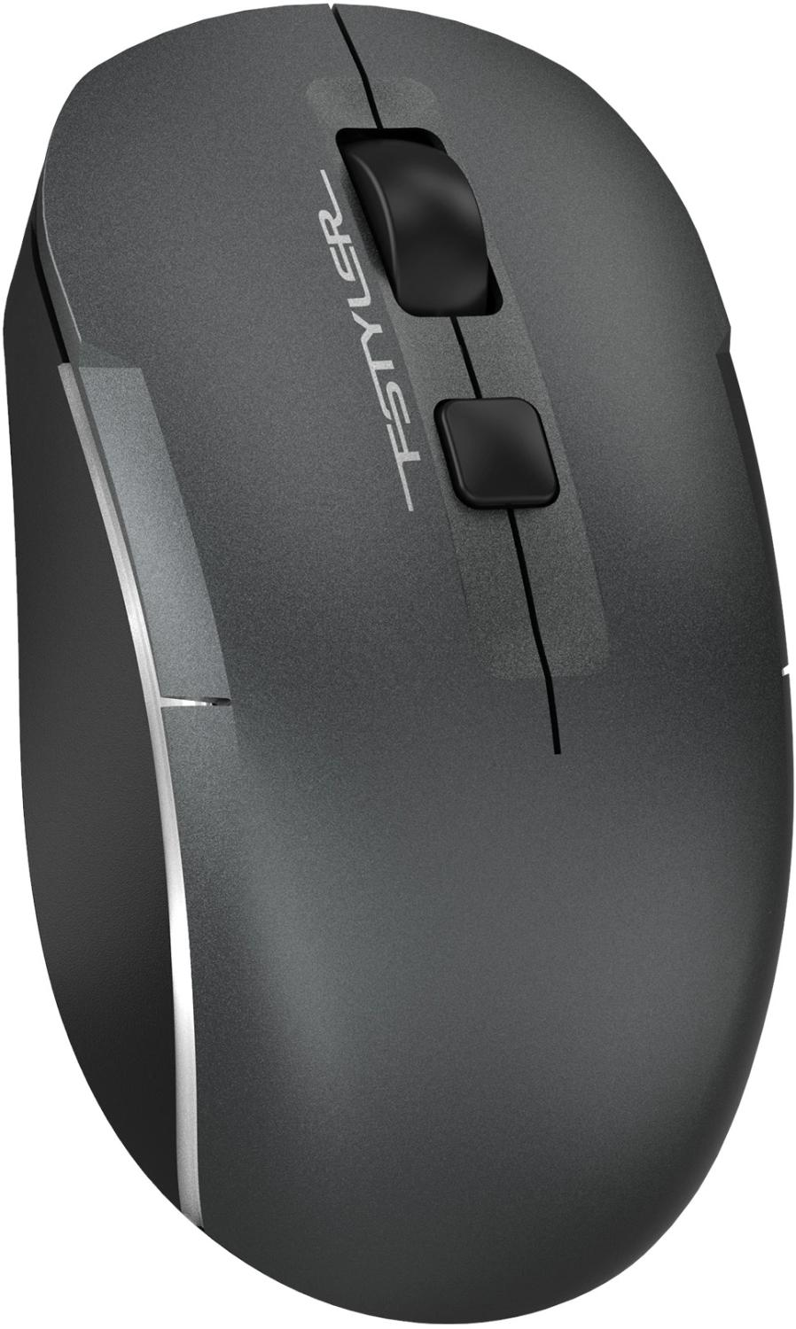 Мышь A4Tech Fstyler FB26CS Air2 серый/черный оптическая 2000dpi silent беспров. BT/Radio USB для ноутбука 4but (FB26CS AIR2 SMOKY GREY)