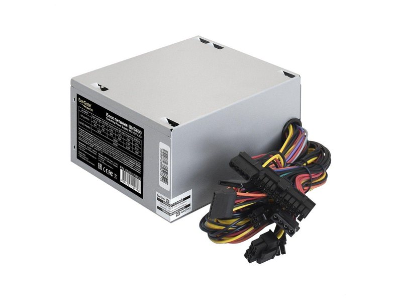 Блок питания Exegate ES261570RUS Блок питания 600W ExeGate UNS600, ATX, 12cm fan, 24p+4p, 6/8p PCI-E, 3*SATA, 2*IDE, FDD