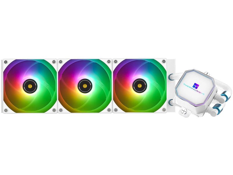 Система жидкостного охлаждения/ Water Cooling System Thermalright Frozen Prism 360 White (360mm, Black, ARGB/ Fans: 3x120mm, 70.4CFM, 27dBA, 1850RPM/ Pump height 53mm, 23dBA, 3300RPM, Rad thickness 27mm/ S: 1700, 1200, 20XX, 115X, AM5, AM4)