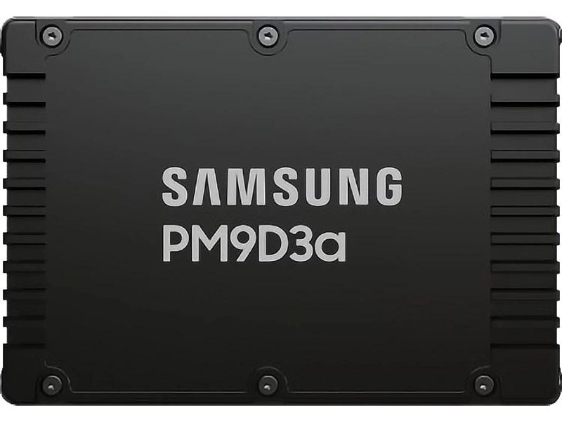 Твердотельный накопитель Samsung Enterprise SSD, 2.5"(SFF/U.2) 15mm, PM9D3a, 3840GB (3.84TB), PCIe5.0 1x4 NVMe 2.0, R12000/W6200Mb/s IOPS(R4K) 2000K/250K, MTBF 2.5M, 1DWPD/5Y TBW 7008TB, OEM, (replace MZQL23T8HCLS-00A07)