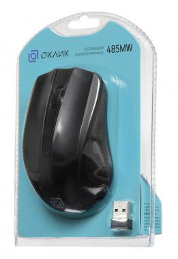 Мышь Оклик 485MW черный оптическая 1600dpi беспров. USB для ноутбука 3but (997819)