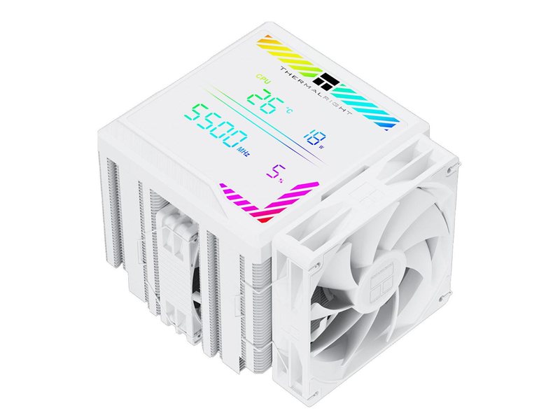 Кулер для процессора/ CPU Cooler Thermalright Peerless Assassin 140 Digital White (4-pin PWM, 165mm, Ni/Cu, 6x6mm, 1x120mm + 1x140mm, 82.CFM, 29.6dBA, 1850RPM, S: 1200, 1700, 1851, 115X, 2011, 2066, AM4, AM5, white)